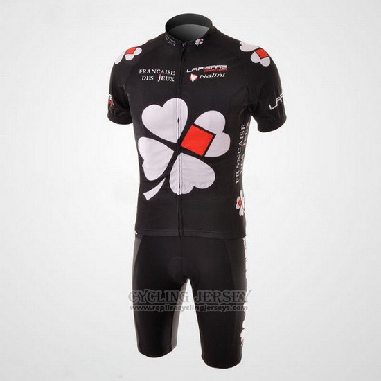 2010 Cycling Jersey FDJ White and Black Short Sleeve and Bib Short
